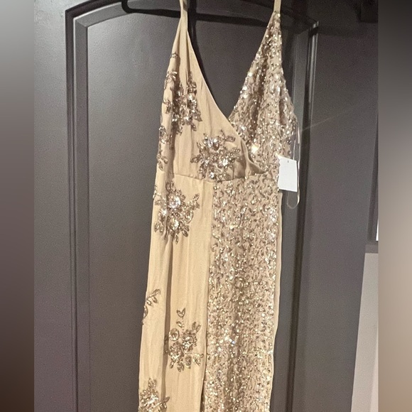 Maya Embellished Wrap Front Jumpsuit Taupe Blush - Picture 2 of 2